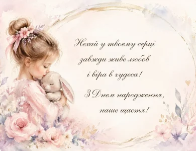 Маленька внучка обіймає милого зайчика