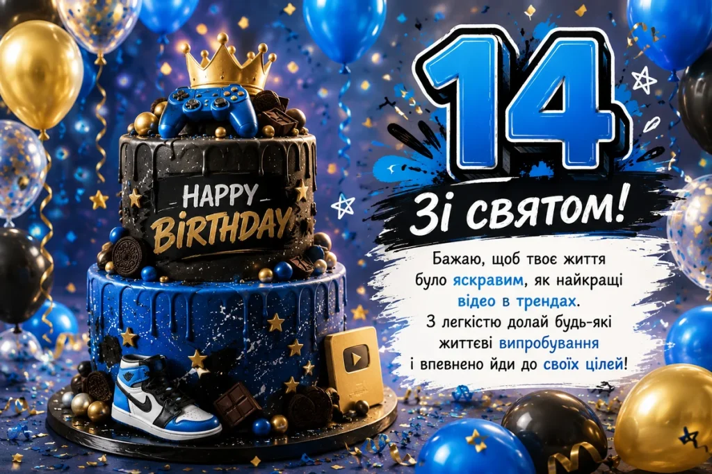 Святковий торт для хлопчика з 14 річчям