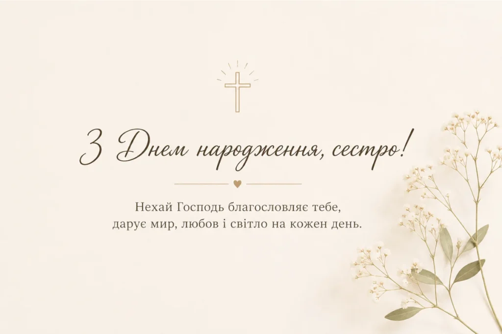 Мінімалістична листівка з хрестиком і побажанням