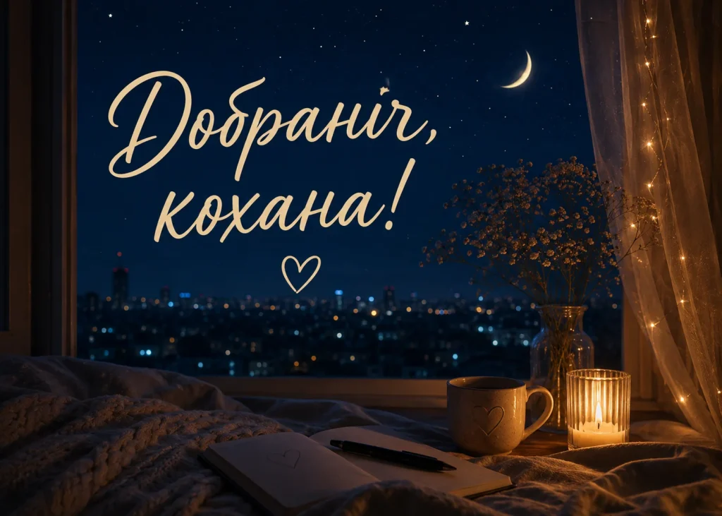 Вид на нічне місто з вікна