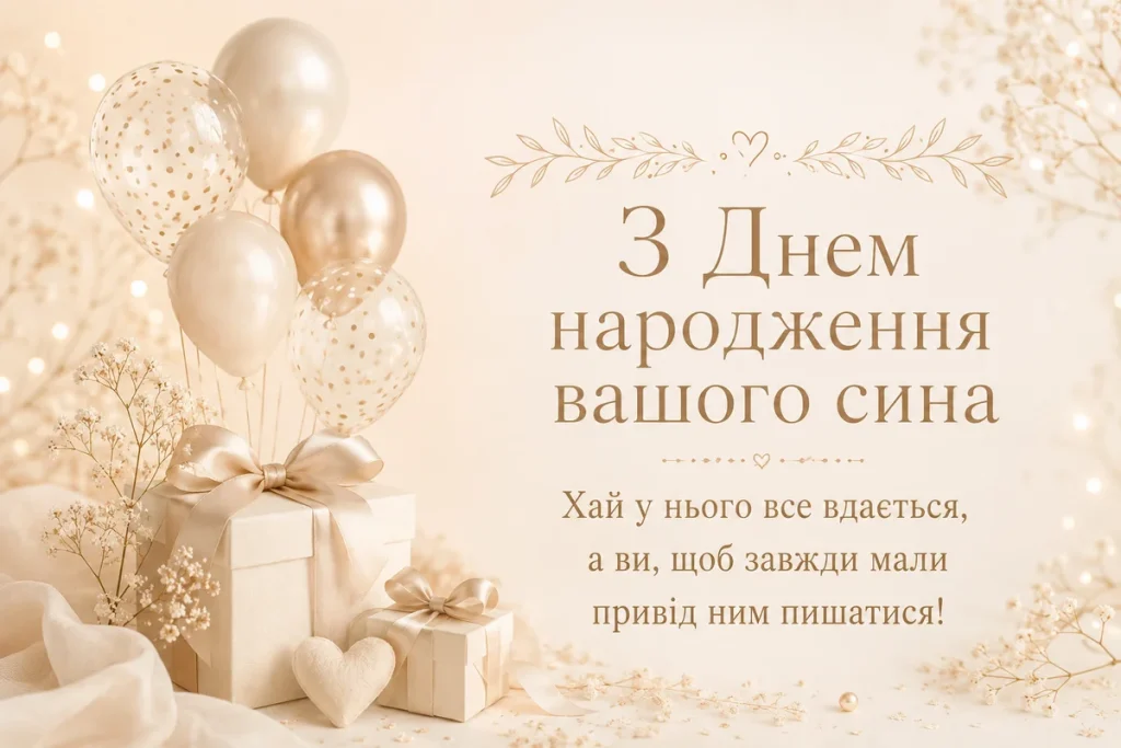Ніжні повітряні кульки з словами побажань для батьків сина
