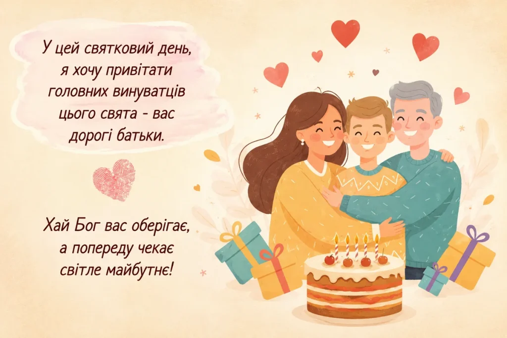 Щаслива сім'я у День народження свого сина