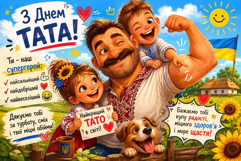Діти радіють своєму татові у День батька