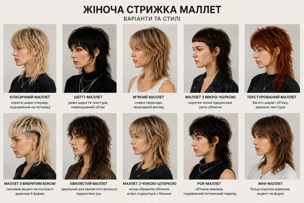 Стилі жіночої стрижки маллет