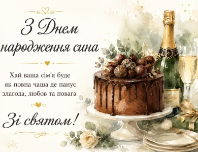 Торт та шампанське батькам в День народження їхнього сина