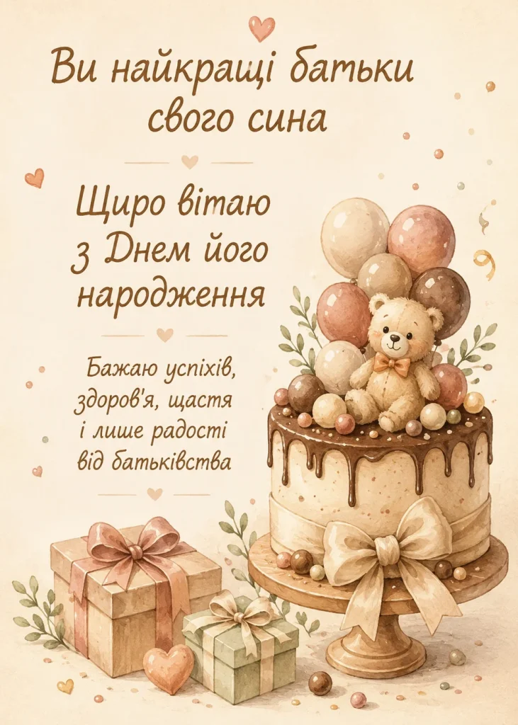 Милий торт з ведмедиком та подарунки 