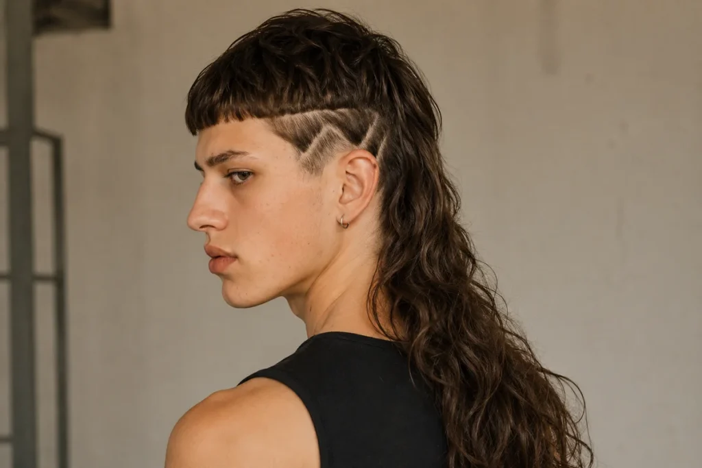 Оригінальний чоловічий маллет на довге волосся
