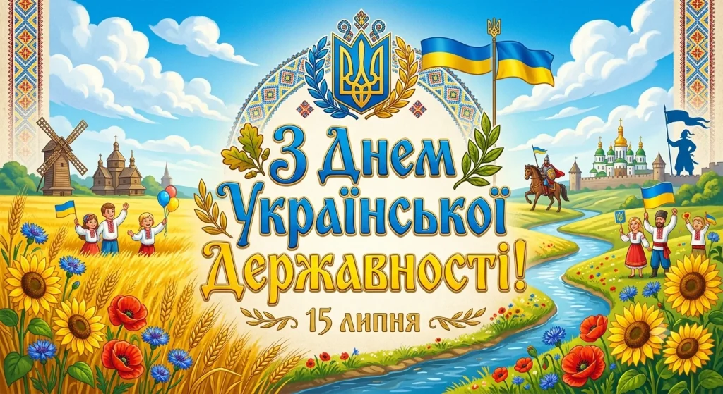 Яскрава листівка з Днем Української Державності