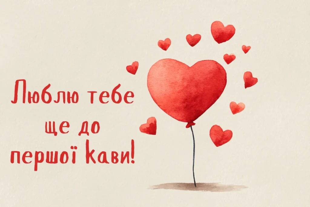 Листівка із повітряною кулькою у формі серця