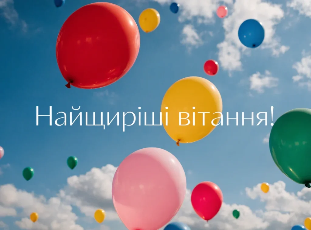 Кольорові повітряні кульки на фоні неба