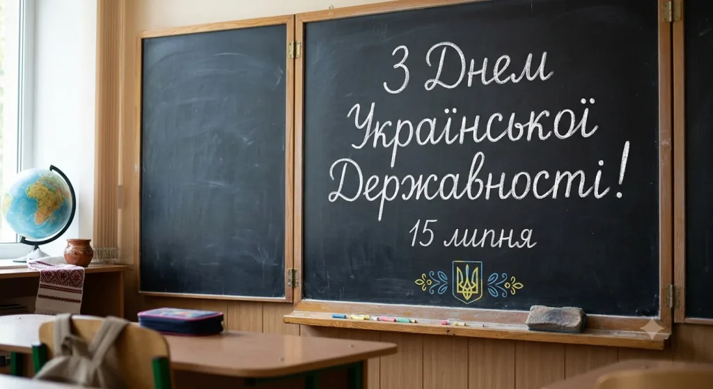 Привітання з Днем Української Державності на шкільній дошці