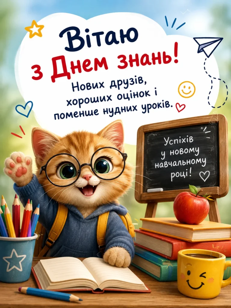 прикольна картинка привітання з Днем знань для дітей