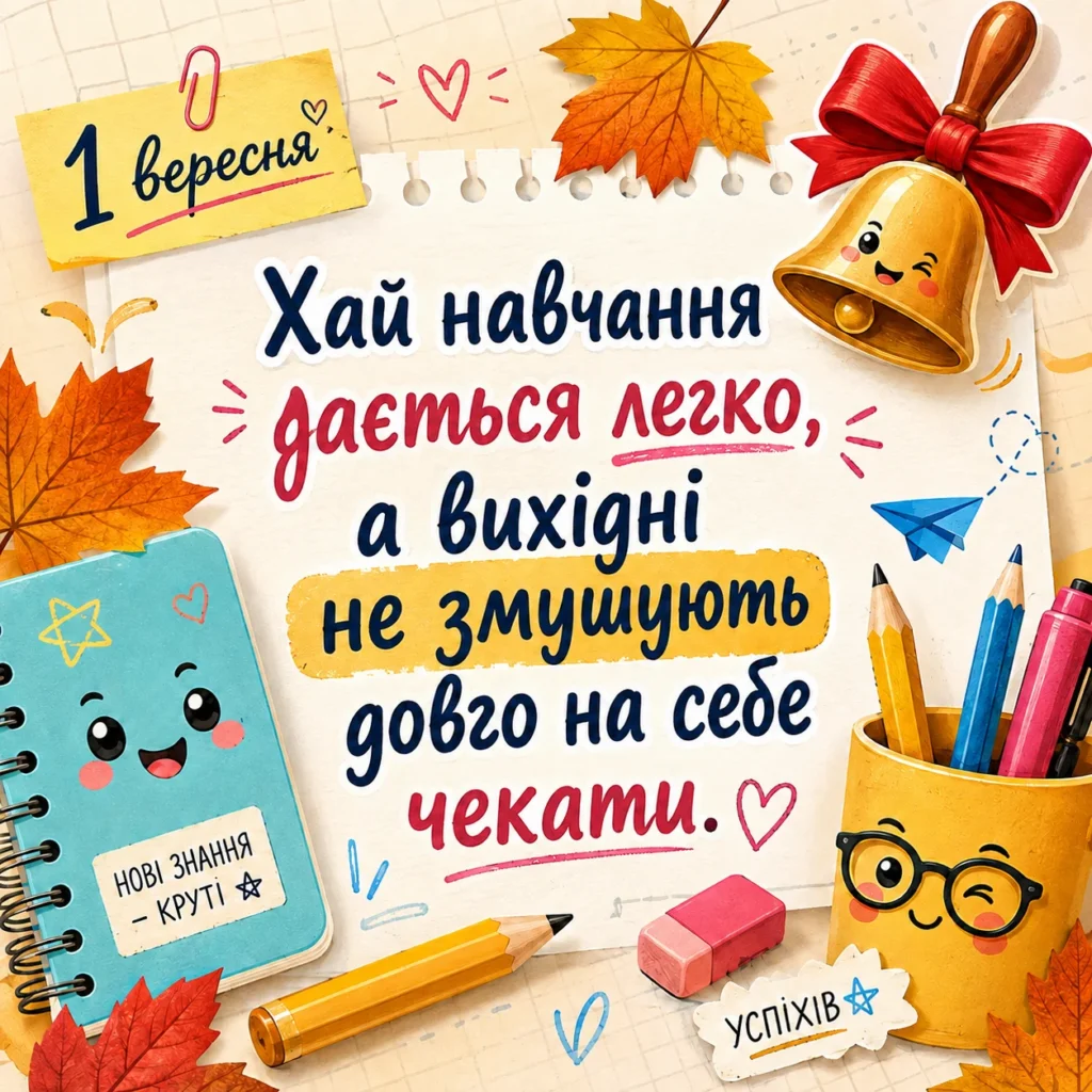 прикольна листівка привітання школяру на 1 вересня