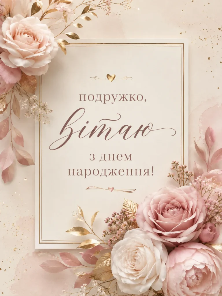 мінімалістична листівка з привітанням подружці