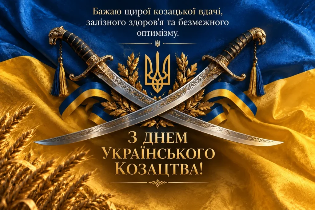Козацькі шаблі на тлі прапору України 
